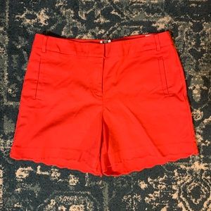 Anne Klein scalloped shorts in electric orange